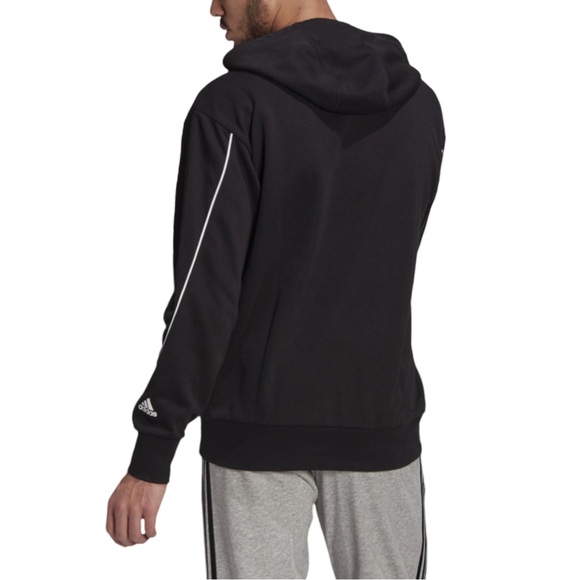 ADIDAS-CHANDAIL Hoodie Unisex Size 2XL Black Essentials Giant Logo Cotton Blend - Picture 2 of 13